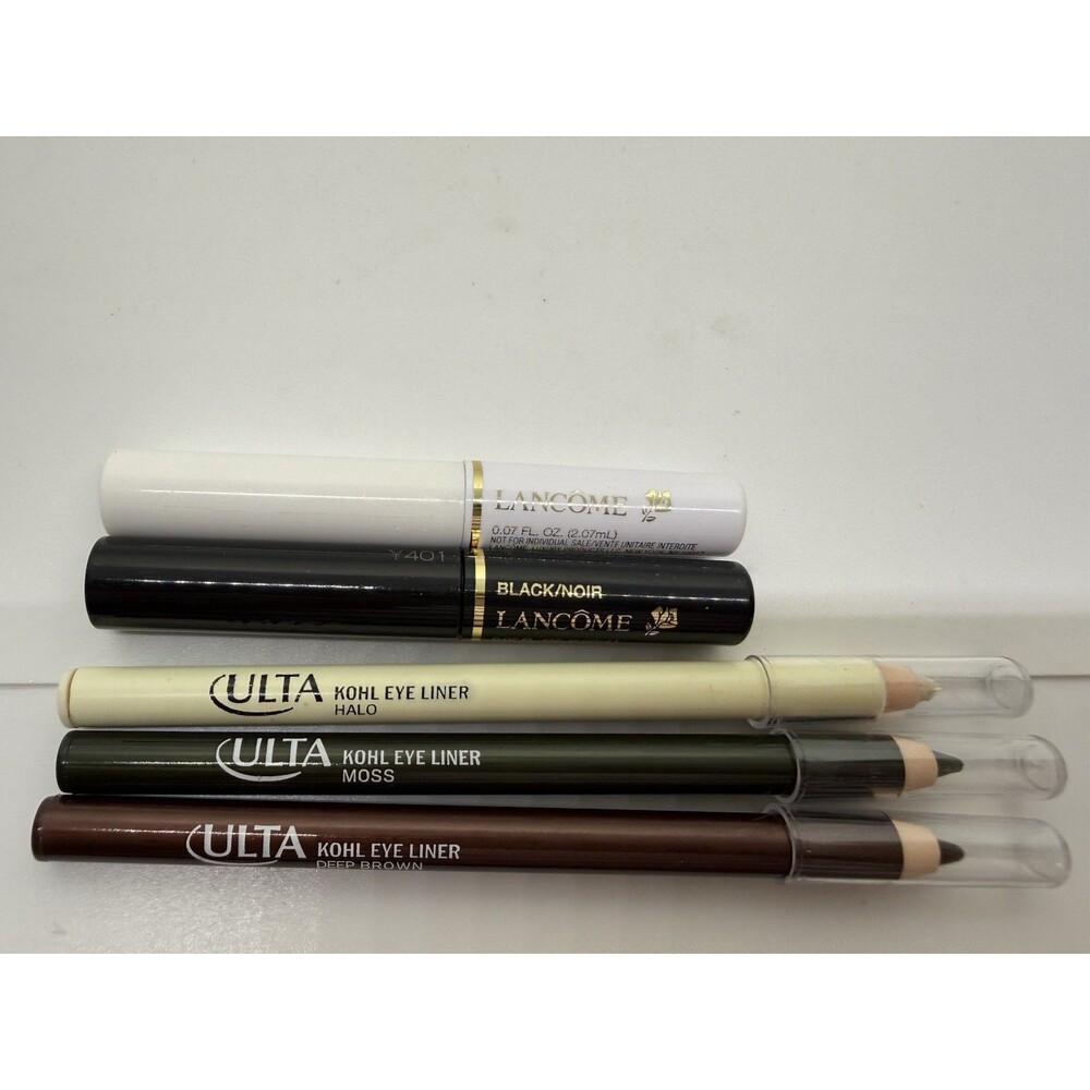 ULTA Kohl Eye Liner Pencil Moss, Deep Brown, Halo & Lancome Mascara + Base 5 PCs